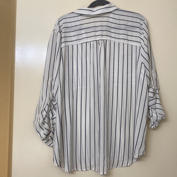 Maurice’s Black & white striped button up blouse - Picture 3 of 3